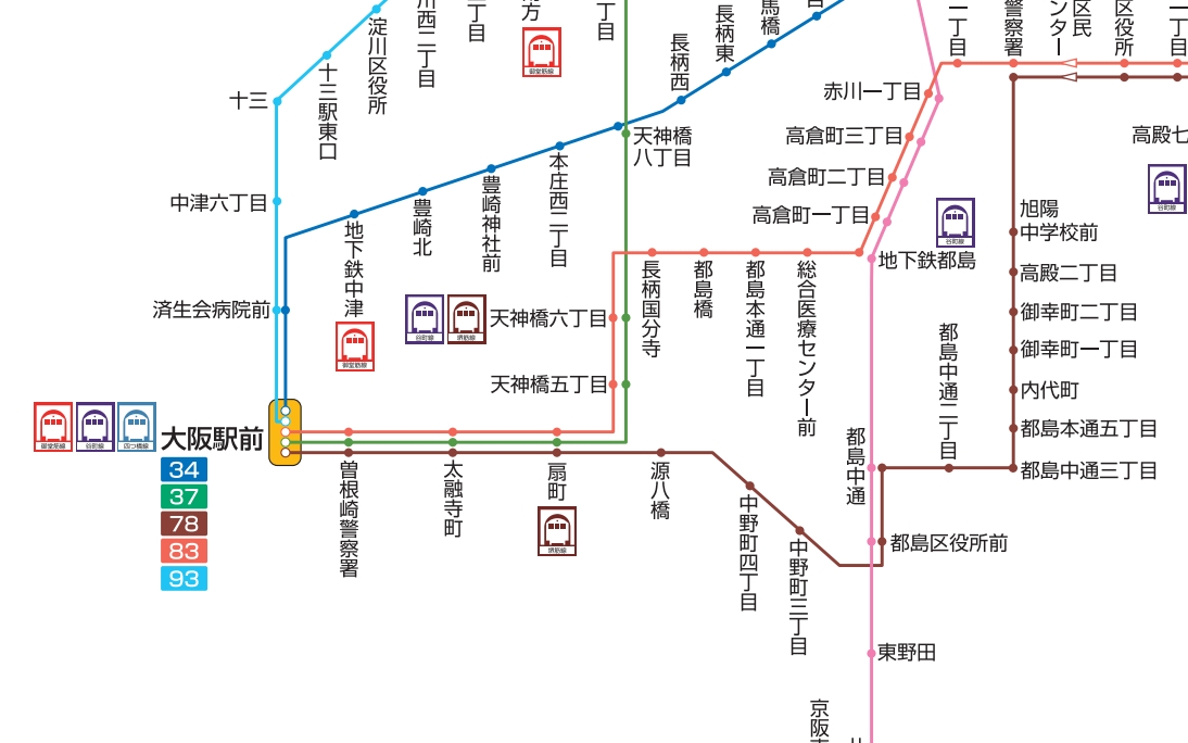 【大阪市バス】路線図から「マルコマーク」が消える