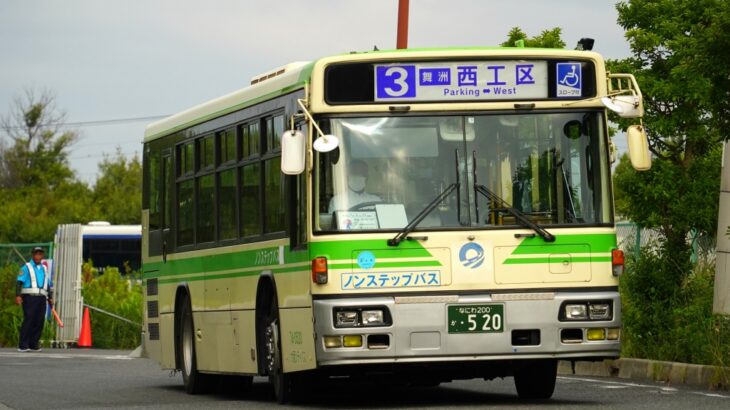 【大阪シティバス】万博工事者向けの通勤バスを運行中…専用幕まで新調！